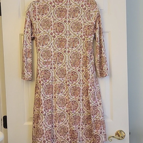 Spartina 449 Cotton Wrap Dress Boho Pattern Rose Pink Cream Size M - Picture 5 of 9